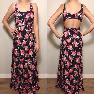 Open Back Floral Maxi Dress